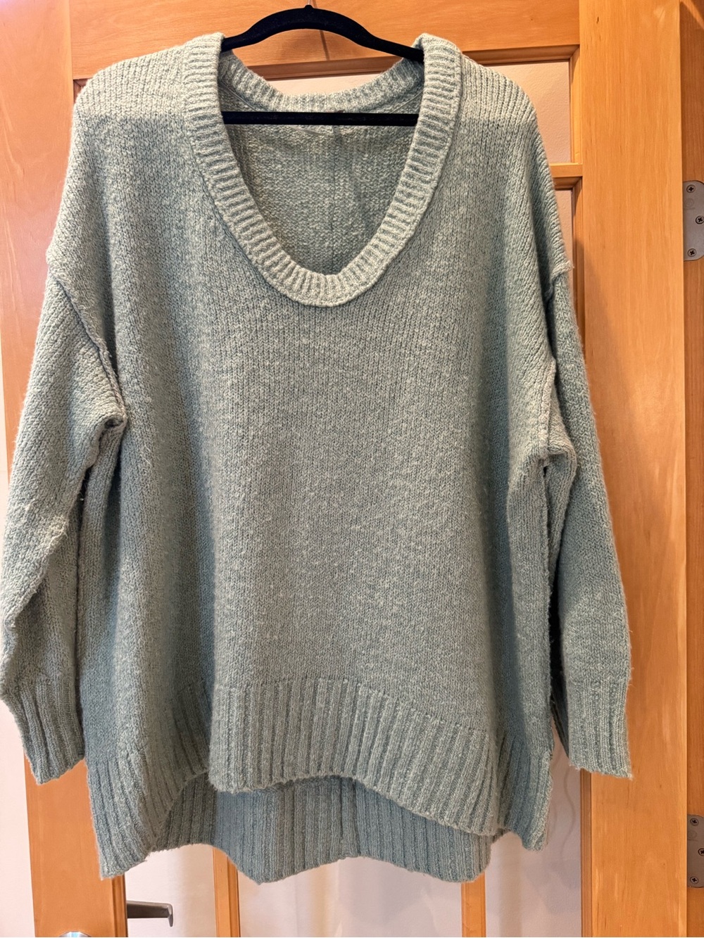 Free People Oversized V-Neck Sweater in Sage
